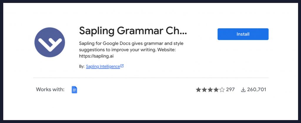 Sapling for Google Docs, Google Doc grammar checker